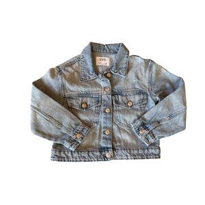 Girls' 8 Zara Light Wash Distressed Denim Jean Jacket